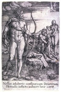 赫拉克勒斯和半人马座的Nessus 作者 海因里希·阿尔德勒弗（Heinrich Aldegrever）